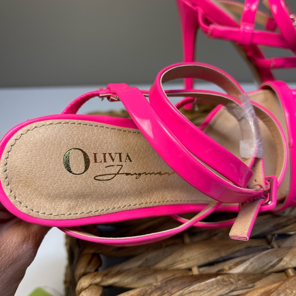Femme Neon Pink Strappy Stiletto Heels - Picture 3 of 7